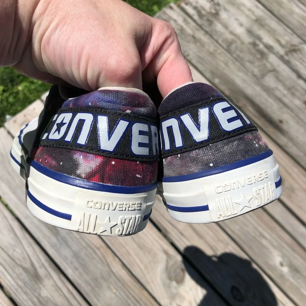 - Converse Sz 10 White/Galaxy Converse All-Stars! NEW GALAXY LACES! EUC! - Picture 9 of 14
